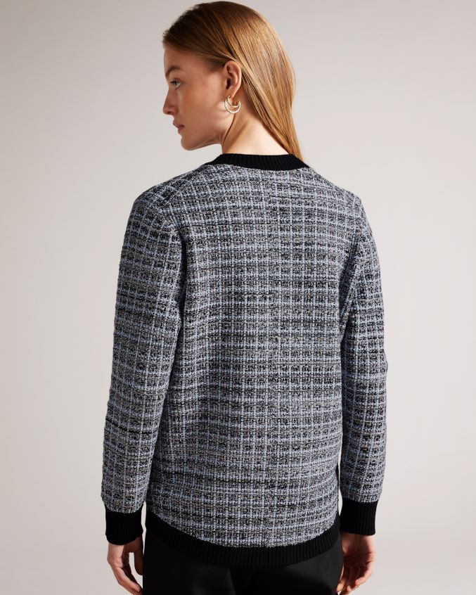 roupas Ted Baker cardigã carmein check easy fit marfim mulheres 8X6HDF448