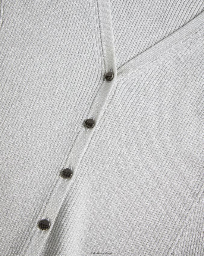 roupas Ted Baker loeesa cardigan cropped metalizado branco mulheres 8X6HDF390