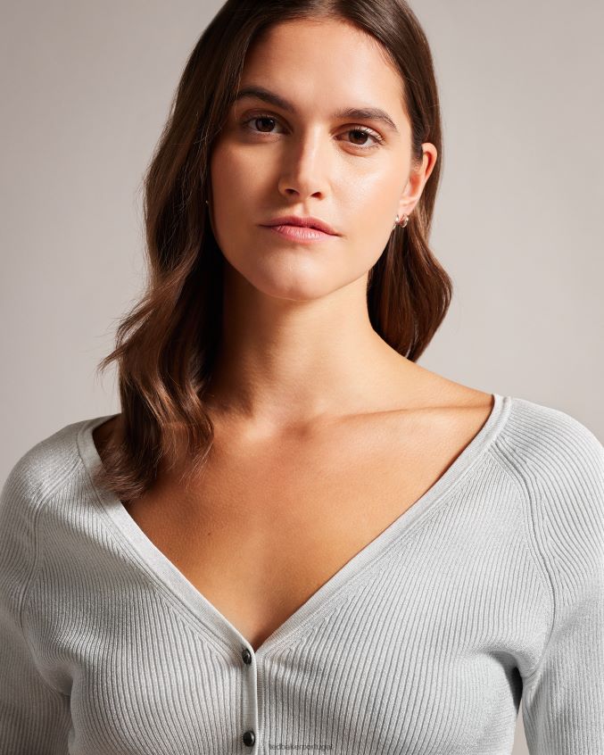 roupas Ted Baker loeesa cardigan cropped metalizado branco mulheres 8X6HDF390