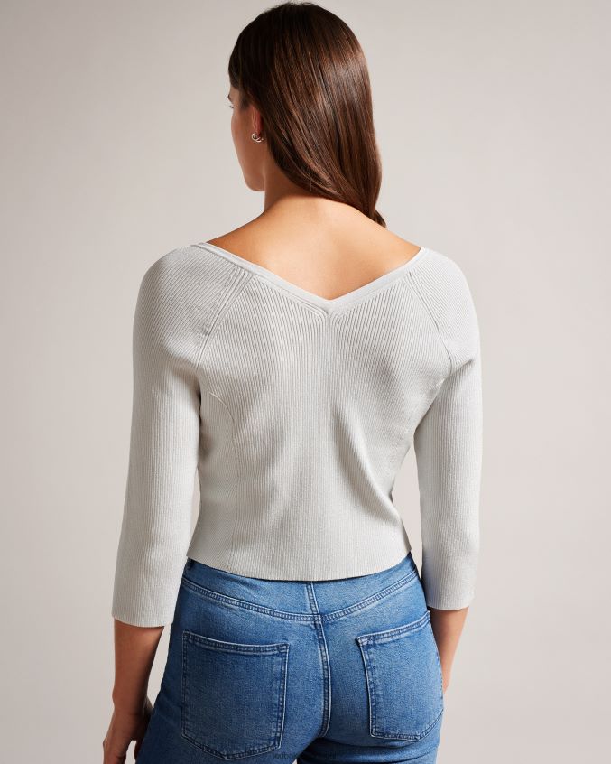 roupas Ted Baker loeesa cardigan cropped metalizado branco mulheres 8X6HDF390