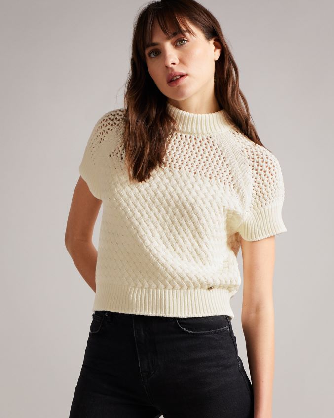 roupas Ted Baker Stena Basket Stitch Regata branco mulheres 8X6HDF400