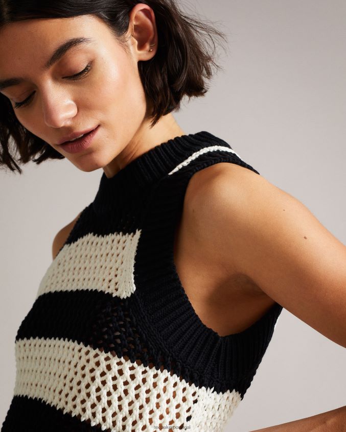 roupas Ted Baker heide regata listrada com costura aberta branco mulheres 8X6HDF572