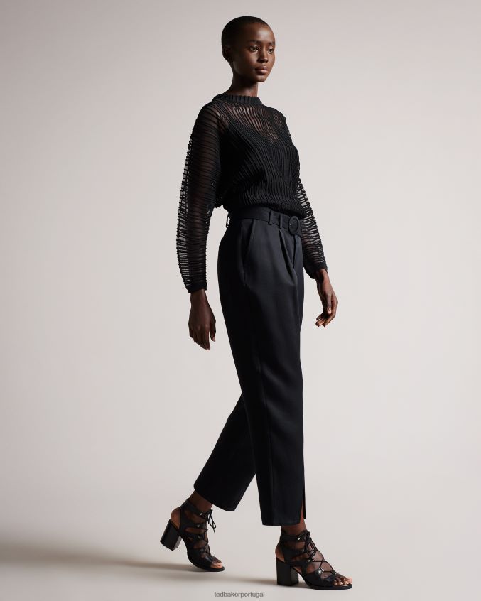 roupas Ted Baker nellay suéter de tricô listrado transparente preto mulheres 8X6HDF357