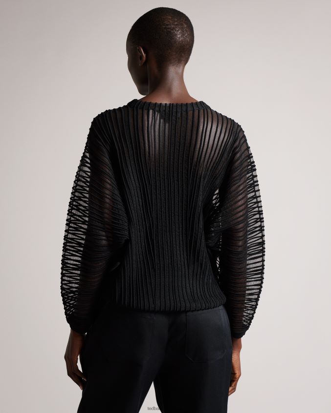 roupas Ted Baker nellay suéter de tricô listrado transparente preto mulheres 8X6HDF357
