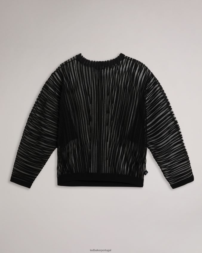roupas Ted Baker nellay suéter de tricô listrado transparente preto mulheres 8X6HDF357