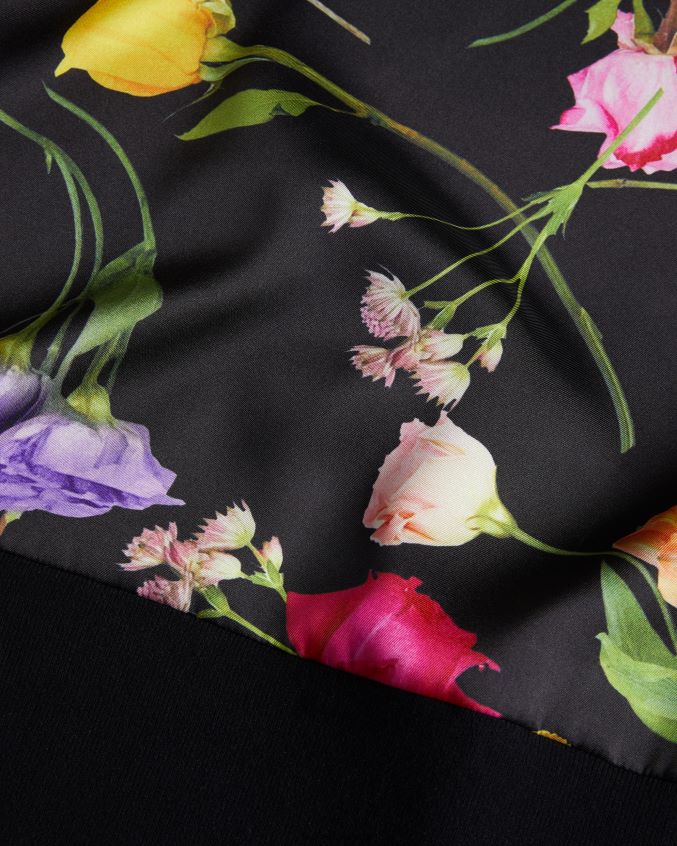 roupas Ted Baker suéter de gola canelada frontal em tecido daneaa preto mulheres 8X6HDF146