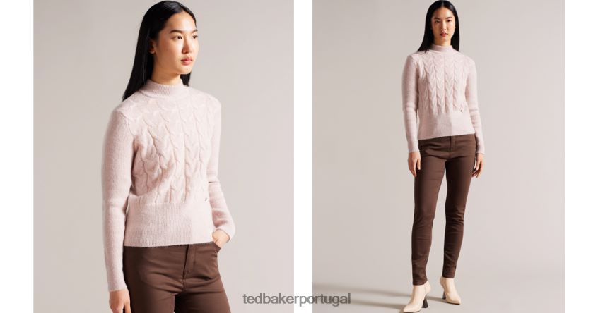 roupas Ted Baker suéter de tricô com mistura de lã e mohair Veolaa Rosa pálido mulheres 8X6HDF109