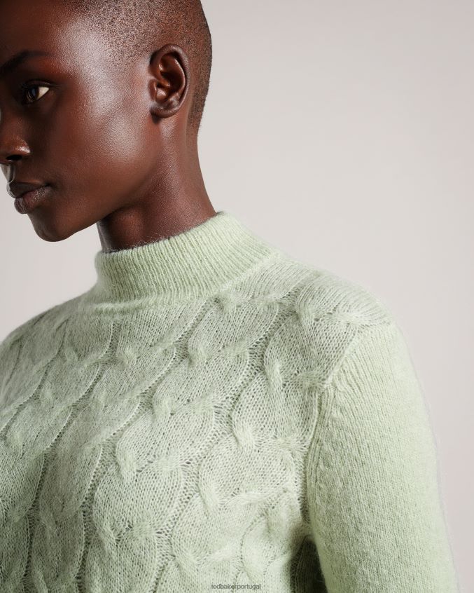 roupas Ted Baker suéter de tricô com mistura de lã e mohair Veolaa luz verde mulheres 8X6HDF98