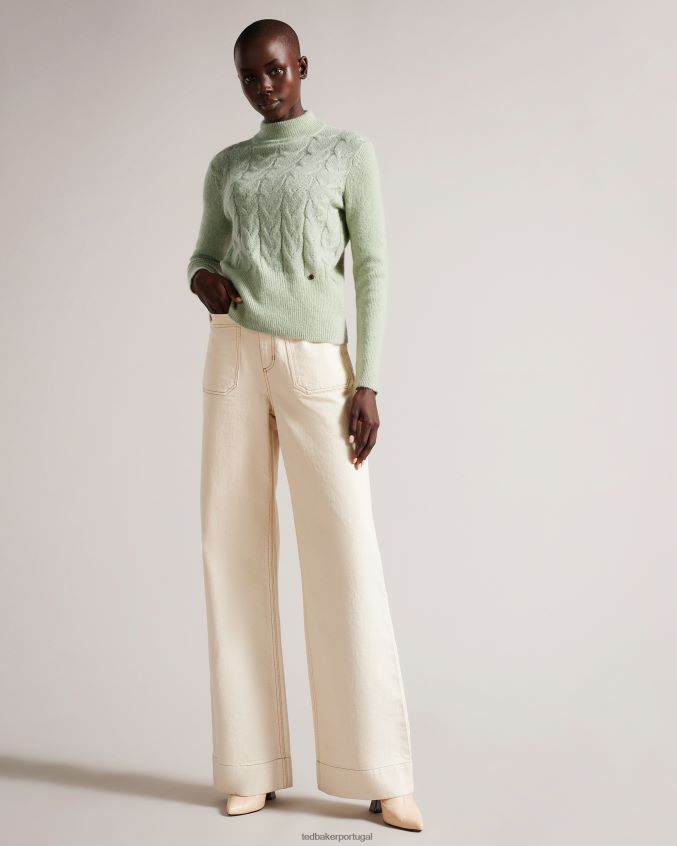 roupas Ted Baker suéter de tricô com mistura de lã e mohair Veolaa luz verde mulheres 8X6HDF98