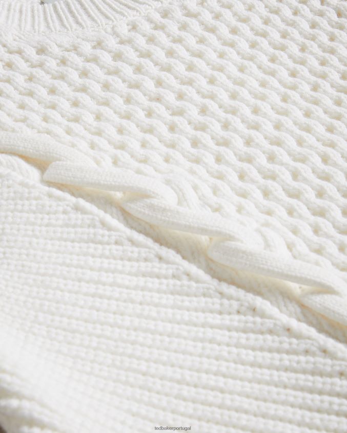 roupas Ted Baker suéter de tricô de manga curta leiygh branco mulheres 8X6HDF469