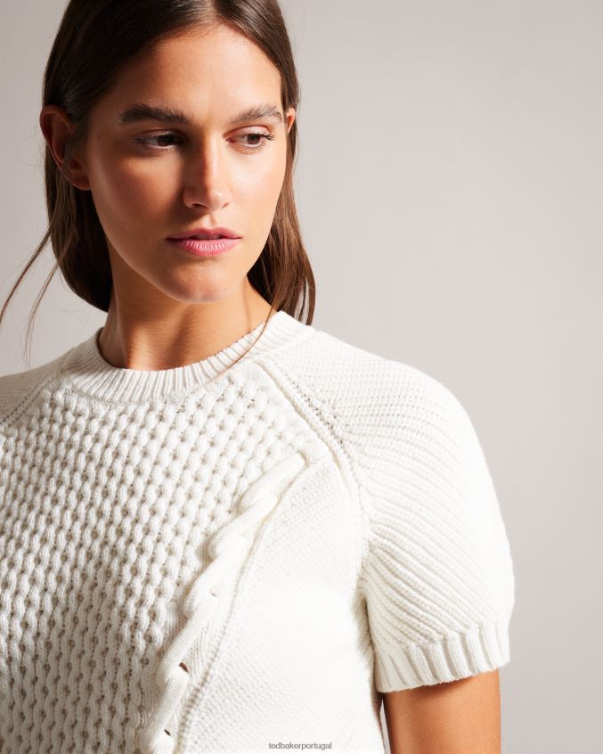 roupas Ted Baker suéter de tricô de manga curta leiygh branco mulheres 8X6HDF469