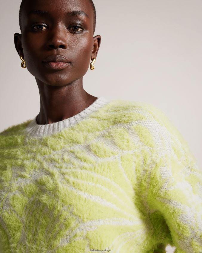 roupas Ted Baker suéter jacquard marrlo easy fit verde pálido mulheres 8X6HDF91