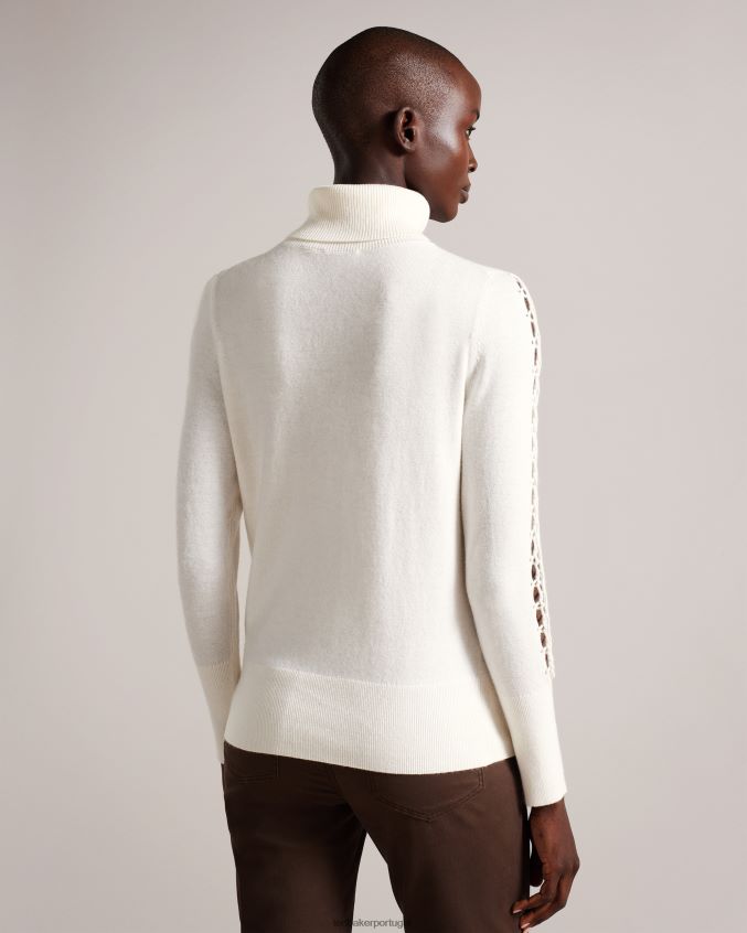 roupas Ted Baker suéter maevia com gola redonda e inserção de ponto natural mulheres 8X6HDF124
