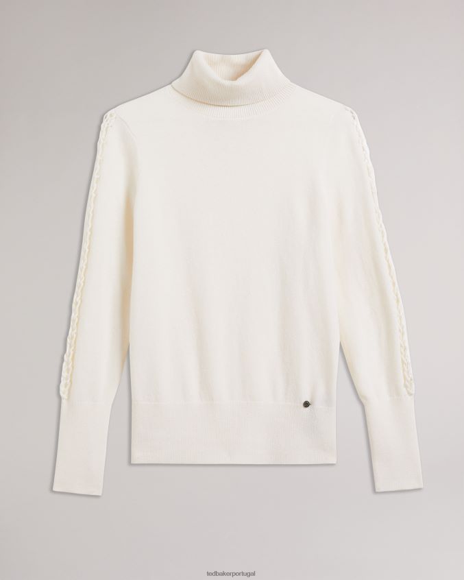 roupas Ted Baker suéter maevia com gola redonda e inserção de ponto natural mulheres 8X6HDF124