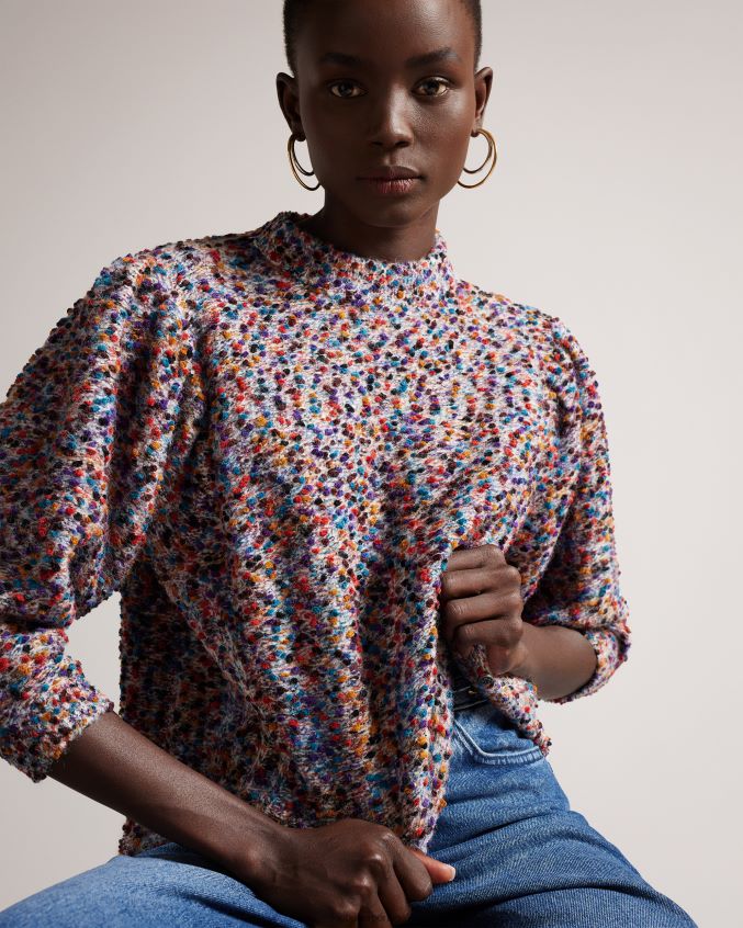 roupas Ted Baker suéter boucle de manga extrema ellinai preto mulheres 8X6HDF460