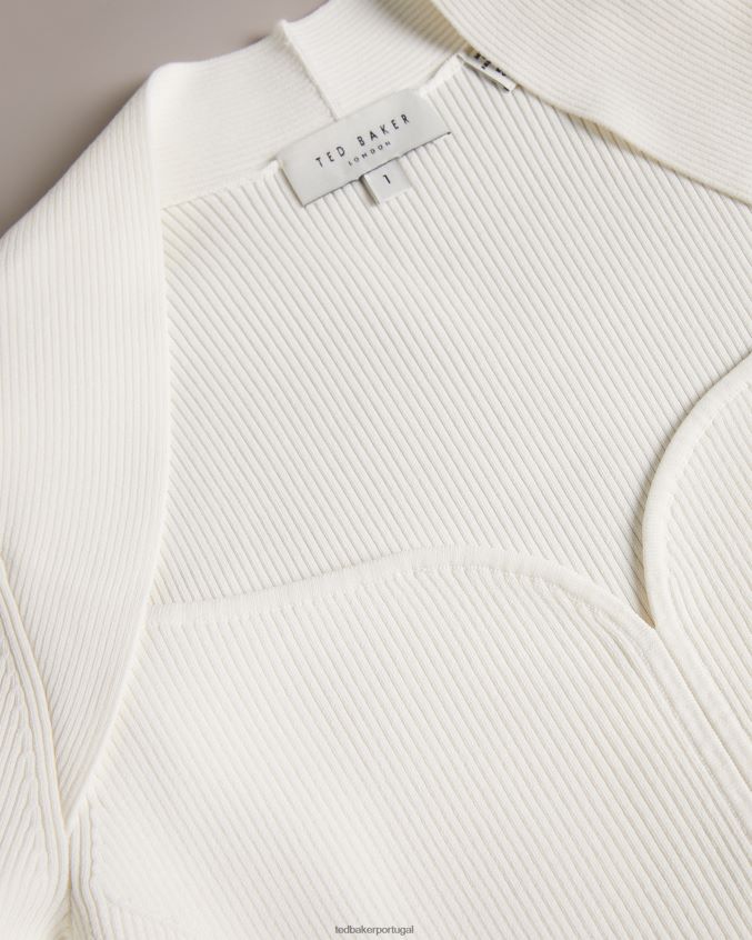 roupas Ted Baker blusa de malha com decote em coração helenh branco mulheres 8X6HDF99