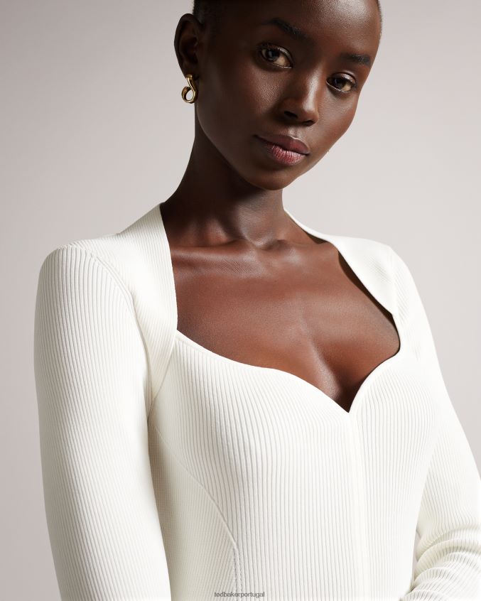roupas Ted Baker blusa de malha com decote em coração helenh branco mulheres 8X6HDF99