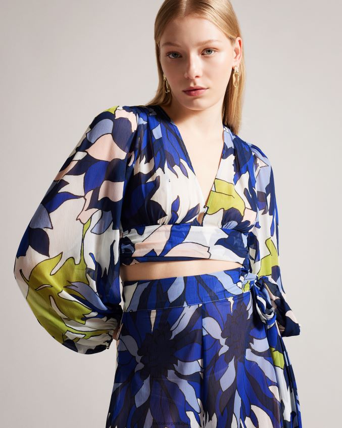 roupas Ted Baker blusa de praia com decote floral chrysan natural mulheres 8X6HDF442