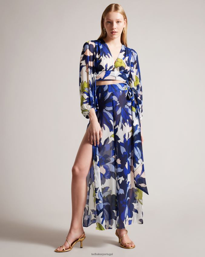 roupas Ted Baker blusa de praia com decote floral chrysan natural mulheres 8X6HDF442