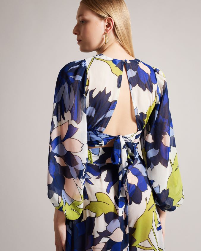 roupas Ted Baker blusa de praia com decote floral chrysan natural mulheres 8X6HDF442