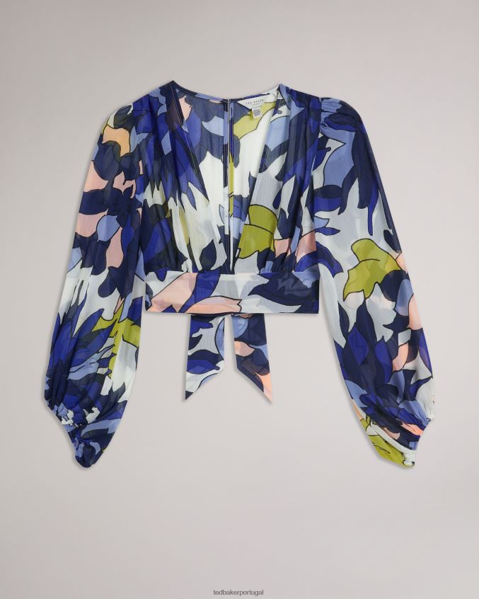 roupas Ted Baker blusa de praia com decote floral chrysan natural mulheres 8X6HDF442