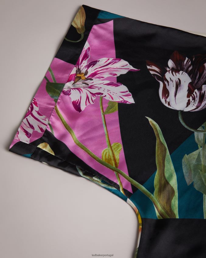 roupas Ted Baker quimono com estampa botânica wenddi preto mulheres 8X6HDF986