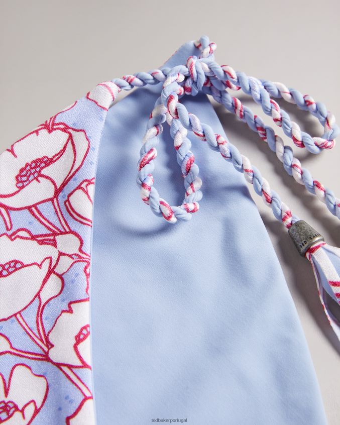 roupas Ted Baker calcinha de biquíni reversível com estampa de papoula rosiaah azul mulheres 8X6HDF396