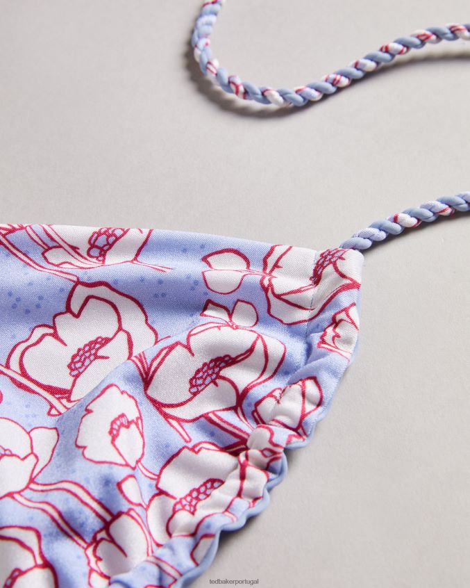 roupas Ted Baker top de biquíni reversível com estampa de papoula raela azul mulheres 8X6HDF387