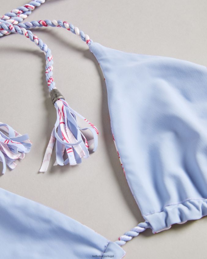 roupas Ted Baker top de biquíni reversível com estampa de papoula raela azul mulheres 8X6HDF387