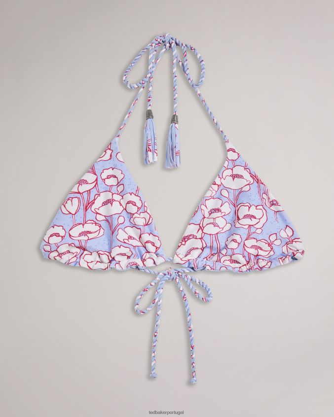 roupas Ted Baker top de biquíni reversível com estampa de papoula raela azul mulheres 8X6HDF387