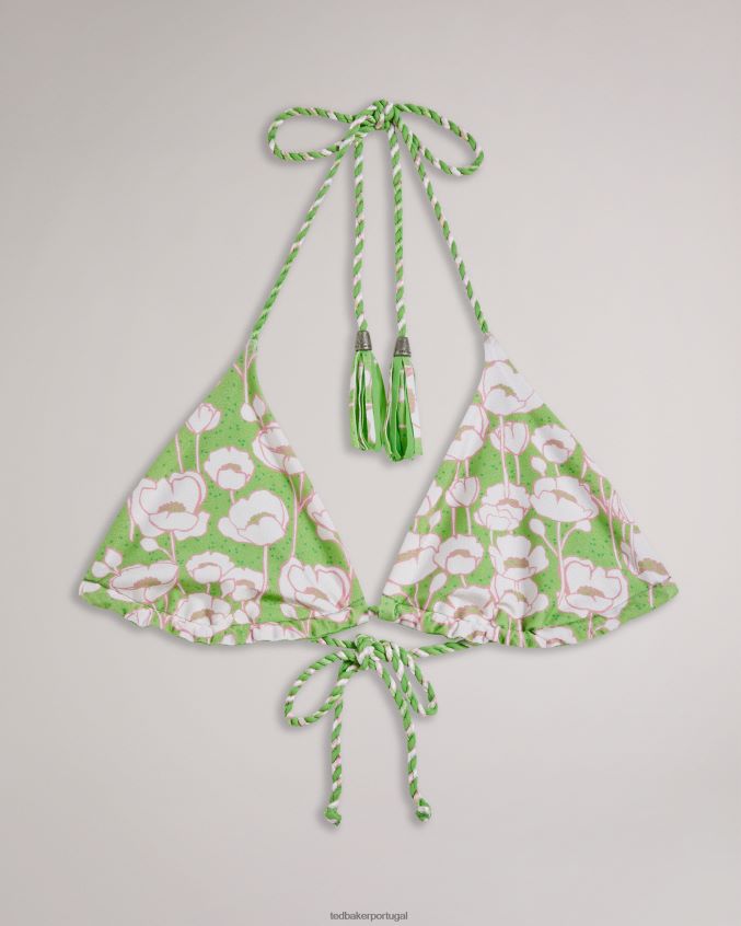 roupas Ted Baker top de biquíni reversível com estampa de papoula raela verde mulheres 8X6HDF416