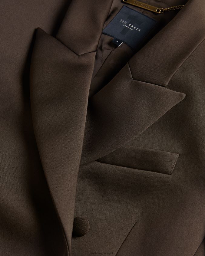 roupas Ted Baker Blazer boyfriend de cetim com trespassado duplo serafim marrom escuro mulheres 8X6HDF108
