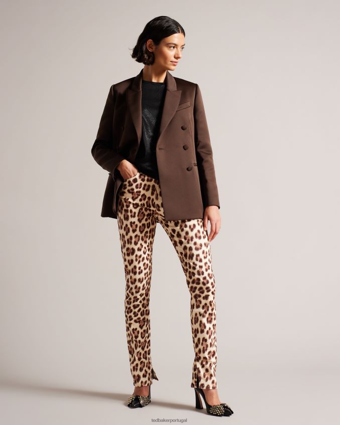 roupas Ted Baker Blazer boyfriend de cetim com trespassado duplo serafim marrom escuro mulheres 8X6HDF108