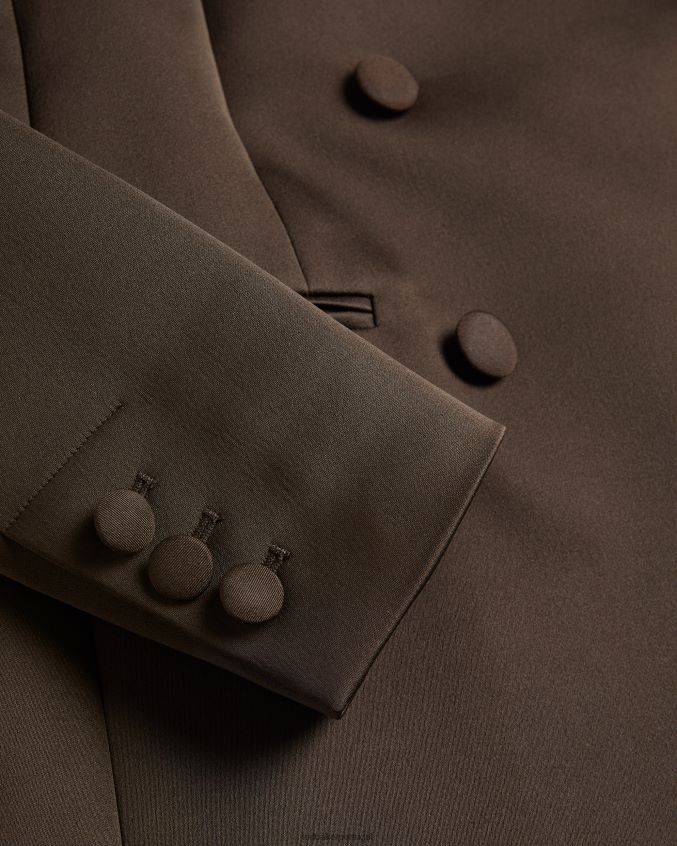 roupas Ted Baker Blazer boyfriend de cetim com trespassado duplo serafim marrom escuro mulheres 8X6HDF108