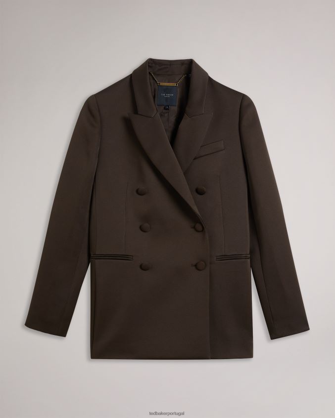 roupas Ted Baker Blazer boyfriend de cetim com trespassado duplo serafim marrom escuro mulheres 8X6HDF108