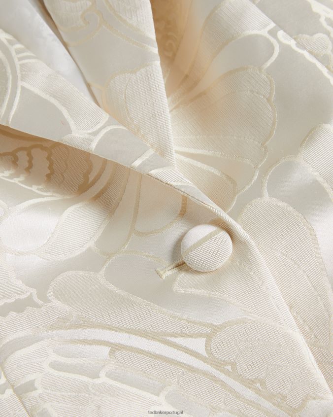 roupas Ted Baker Majia blazer jacquard slim fit com peito único natural mulheres 8X6HDF303