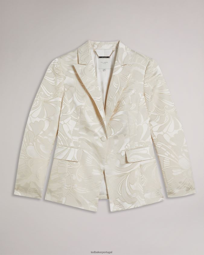 roupas Ted Baker Majia blazer jacquard slim fit com peito único natural mulheres 8X6HDF303