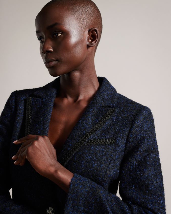 roupas Ted Baker blazer boucle alenaah com detalhes embelezados azul escuro mulheres 8X6HDF218