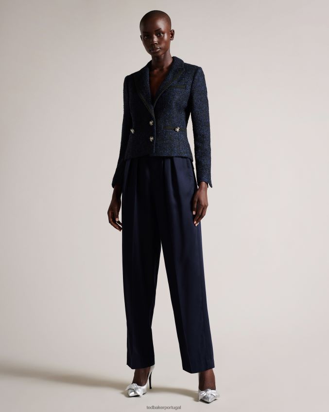 roupas Ted Baker blazer boucle alenaah com detalhes embelezados azul escuro mulheres 8X6HDF218