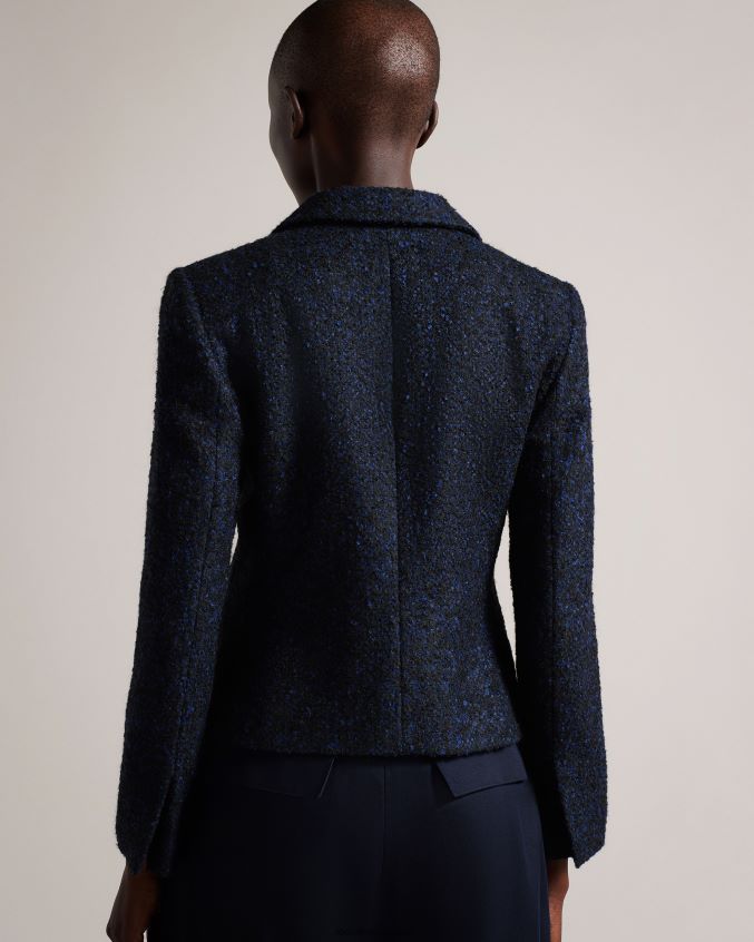 roupas Ted Baker blazer boucle alenaah com detalhes embelezados azul escuro mulheres 8X6HDF218