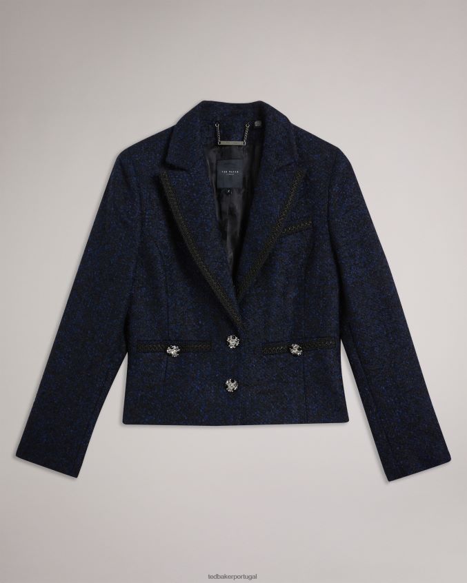 roupas Ted Baker blazer boucle alenaah com detalhes embelezados azul escuro mulheres 8X6HDF218