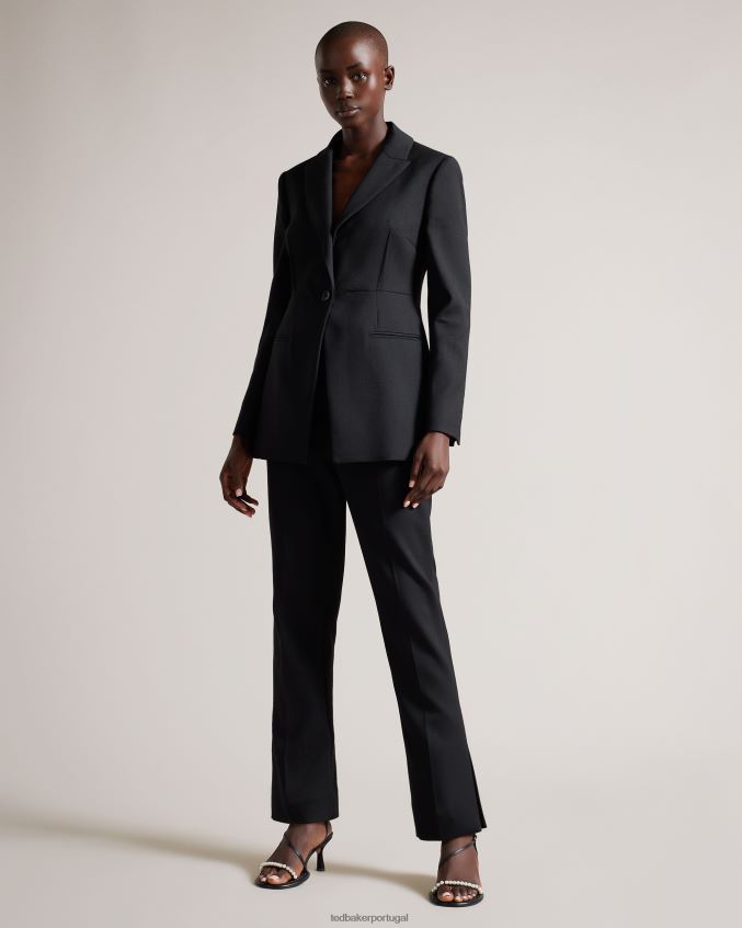 roupas Ted Baker blazer de peito único fritta longline preto mulheres 8X6HDF224
