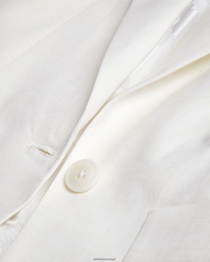 roupas Ted Baker blazer llilla com peito único de algodão e linho branco mulheres 8X6HDF383