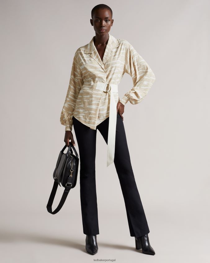 roupas Ted Baker top frontal falso anehsa com argolas em D camelo mulheres 8X6HDF592