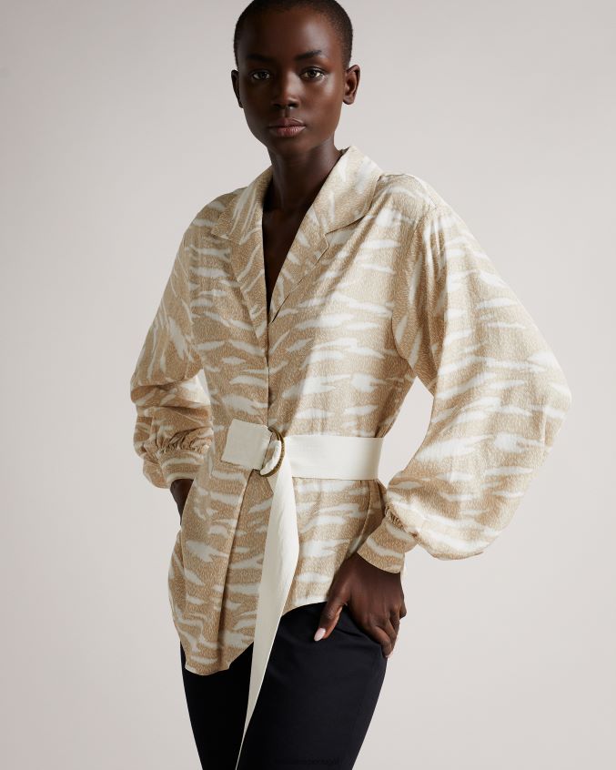 roupas Ted Baker top frontal falso anehsa com argolas em D camelo mulheres 8X6HDF592