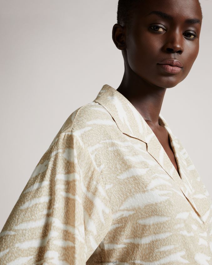 roupas Ted Baker top frontal falso anehsa com argolas em D camelo mulheres 8X6HDF592