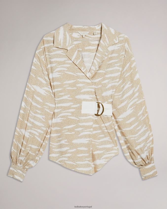 roupas Ted Baker top frontal falso anehsa com argolas em D camelo mulheres 8X6HDF592