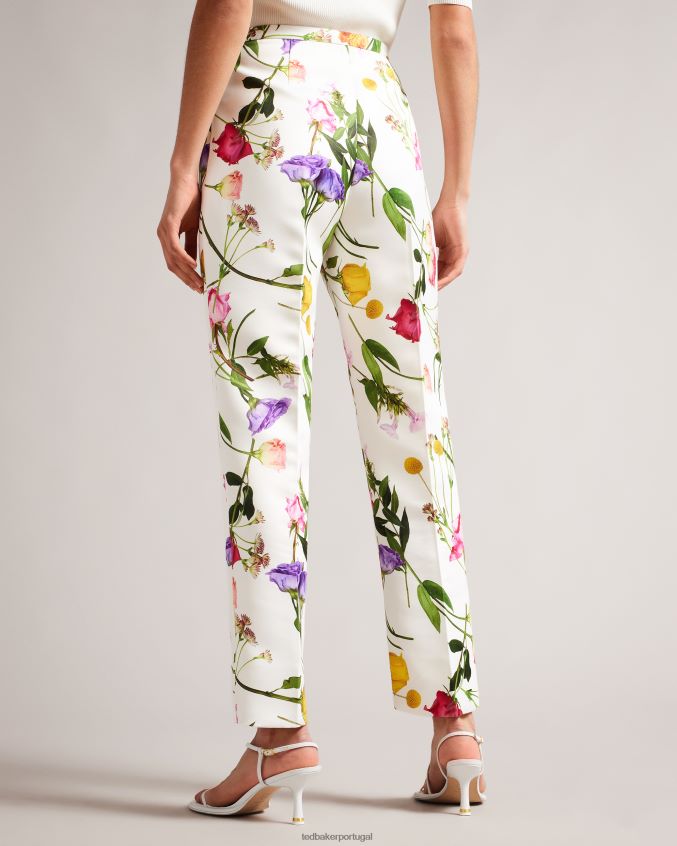 roupas Ted Baker Calça afunilada com estampa floral ziaaht branco mulheres 8X6HDF320