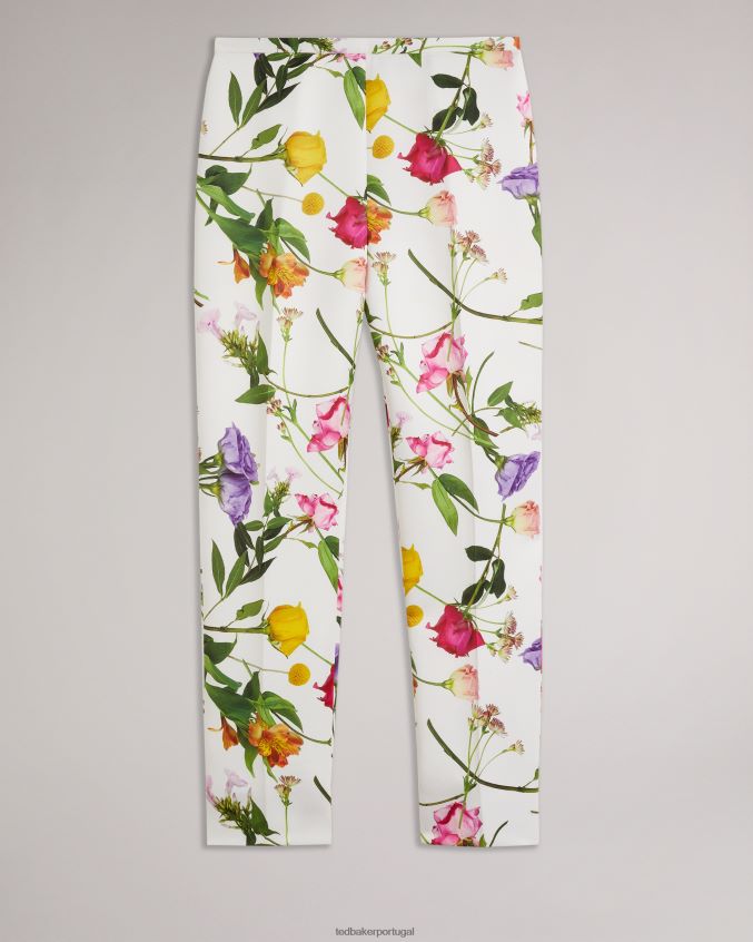 roupas Ted Baker Calça afunilada com estampa floral ziaaht branco mulheres 8X6HDF320
