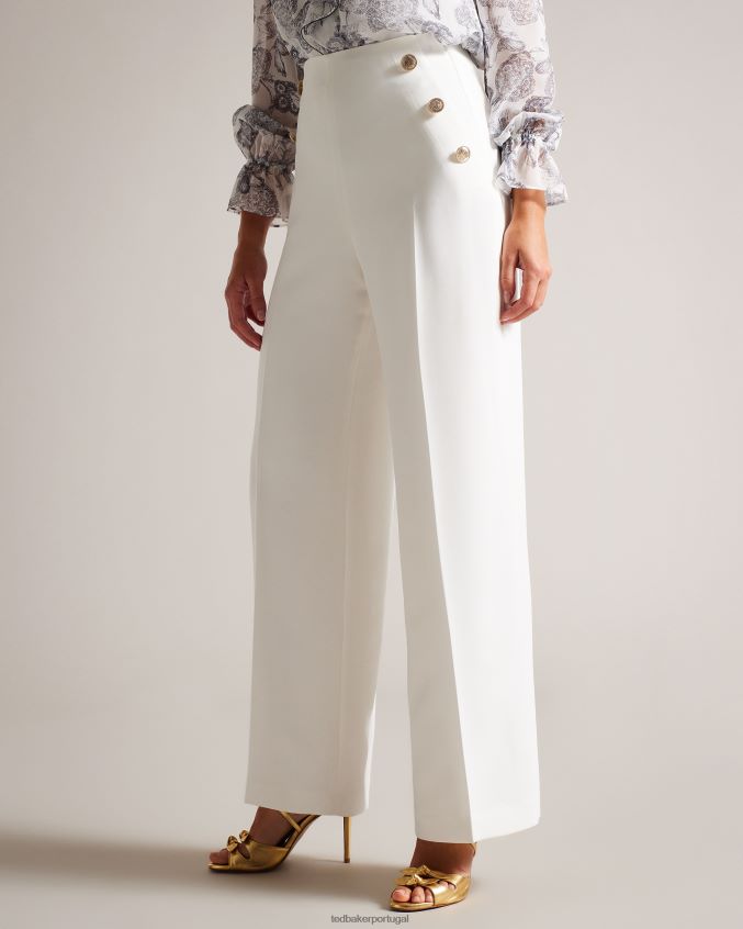 roupas Ted Baker Calça larga com botões em relevo llaylat branco mulheres 8X6HDF332